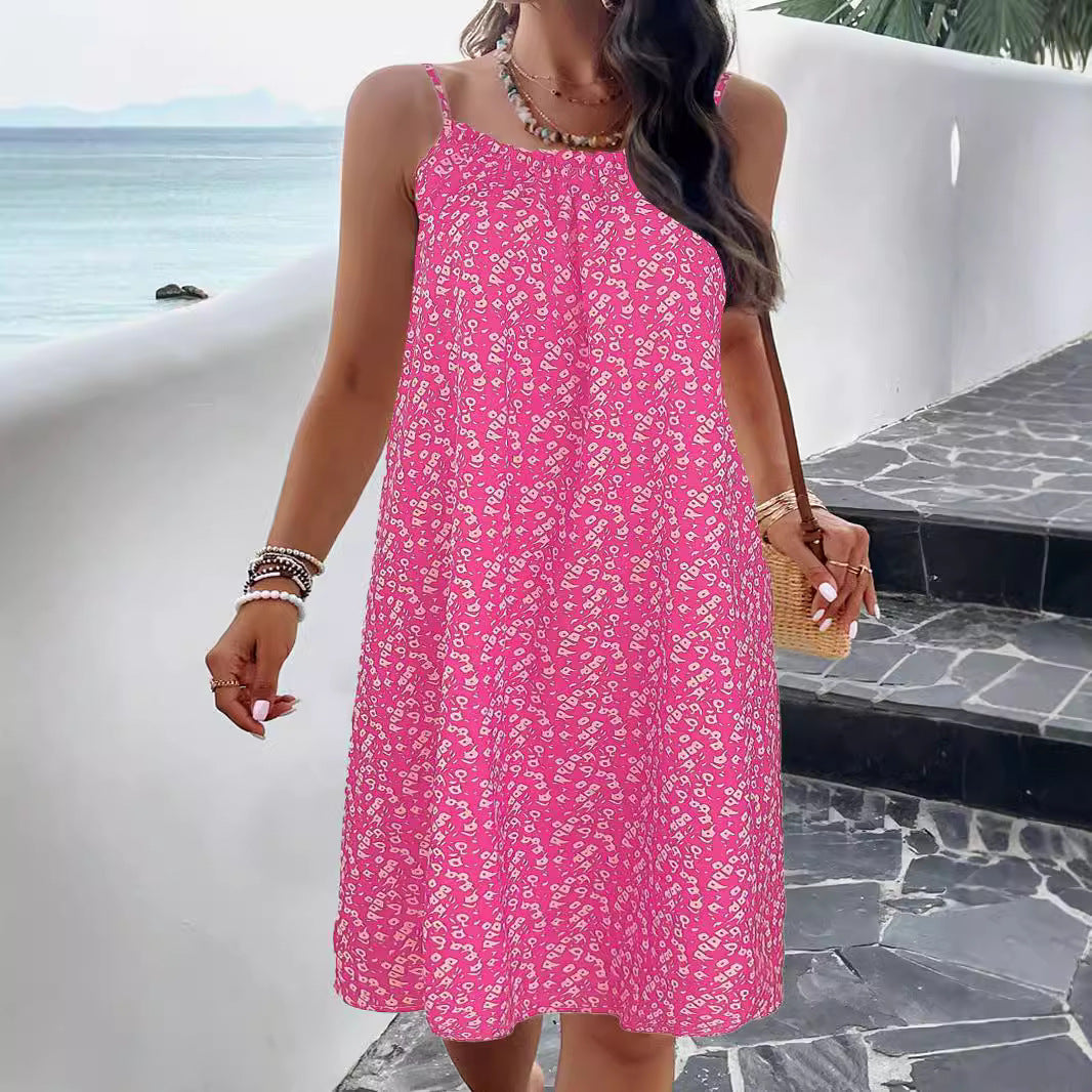 Damen Sommerkleid aus atmungsaktiver Baumwolle mit floralem Muster Drune
