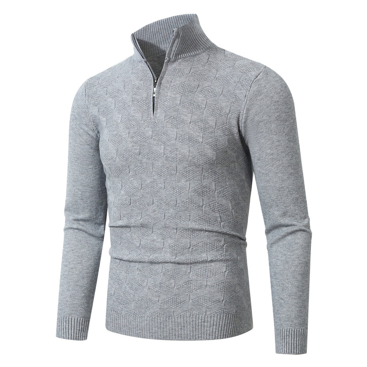 Herren modischer Strickpullover mit halbem Reißverschluss und strukturiertem Design Drune
