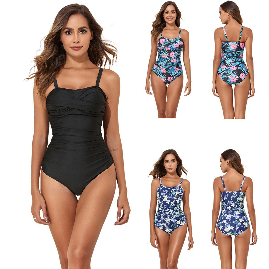 Damen Eleganter Einteiler mit Raffung und floralem Design Drune