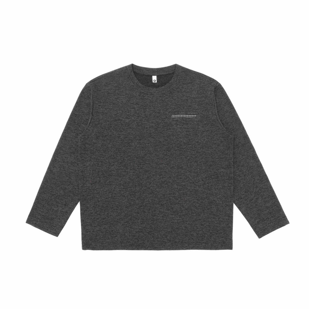 Unisex Oversize-Langarmshirt mit Rundhals und dekorativer Brustpaspel Drune