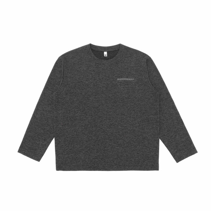 Unisex Oversize-Langarmshirt mit Rundhals und dekorativer Brustpaspel Drune