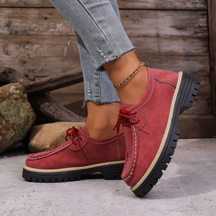 Damen Chunky-Loafer mit profilierter Gummisohle, Mokassinnaht und dezentem Schnürdetail Drune