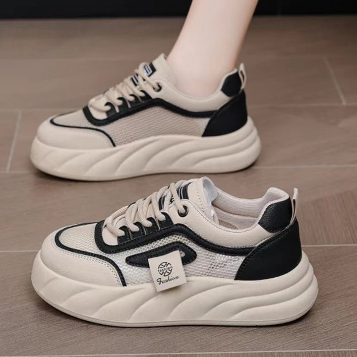 Damen Komfortable und trendige Sneakers mit atmungsaktivem Mesh und dicker Sohle Drune