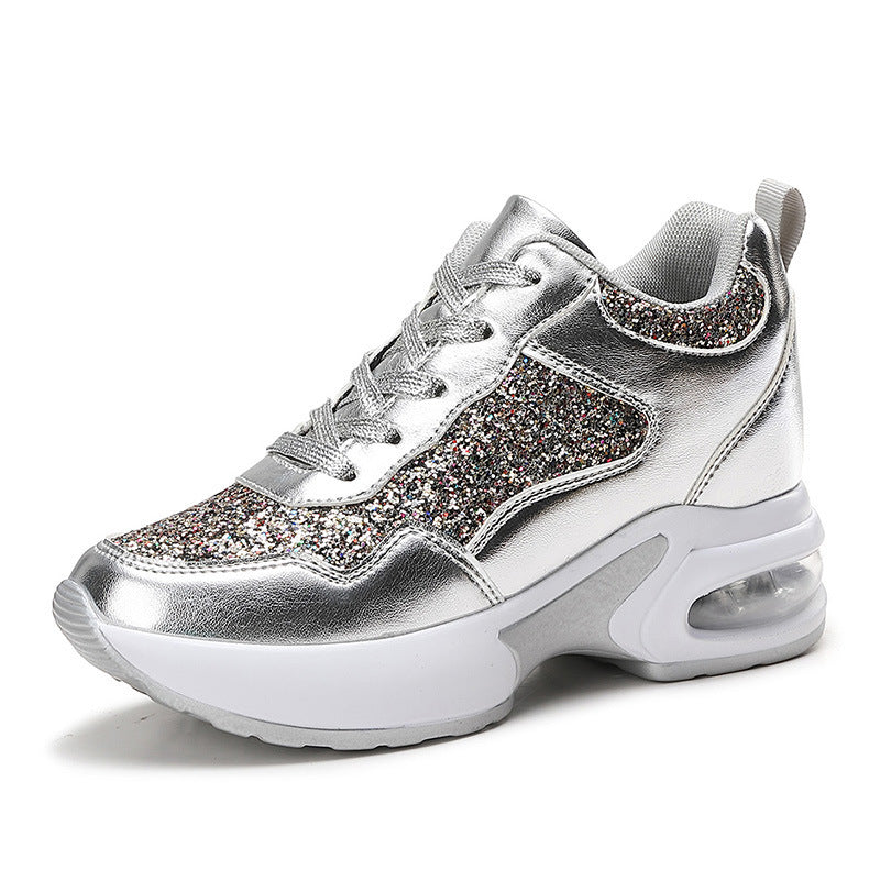 Damen nan modische Plateau-Sneaker mit Glitzerbesatz und sichtbarem Luftpolster Drune