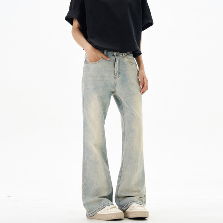 Damen Bodenlange Flared-Denim-Jeans mit extra weitem Bein und niedriger Bundlinie Drune