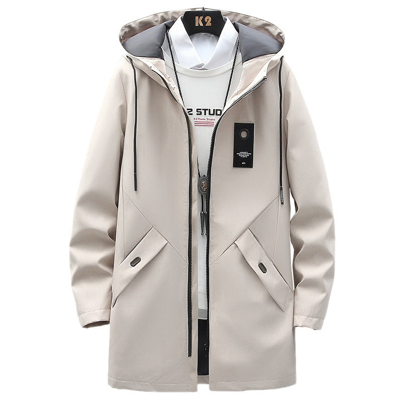 Herren nan urbaner Midlength Tech-Parka mit Kapuze, verdecktem Reißverschluss und winddichter Beschichtung Drune