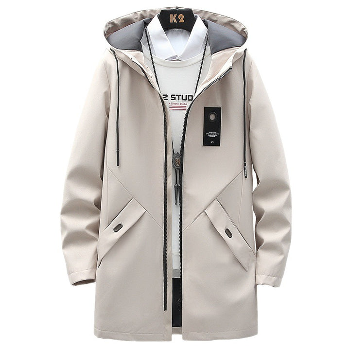 Herren nan urbaner Midlength Tech-Parka mit Kapuze, verdecktem Reißverschluss und winddichter Beschichtung Drune