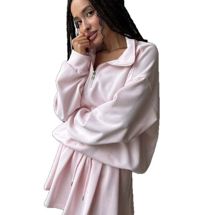 Damen Sweatshirt mit lässigem Stehkragen und Rock Drune