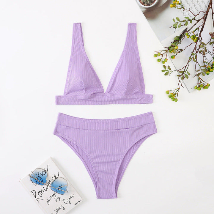 Damen Hoch geschnittener Bikini mit atmungsaktivem Oberteil und elastischem Bund Drune