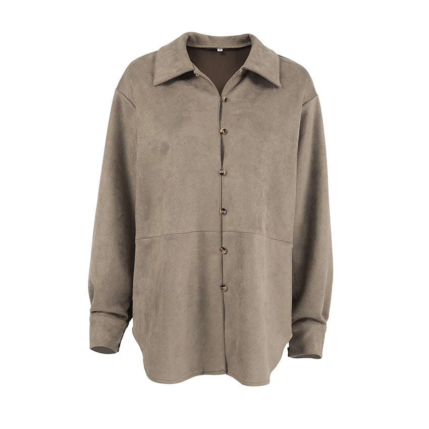 Damen Sanfte Kunstlederjacke mit Knopfverschluss Drune