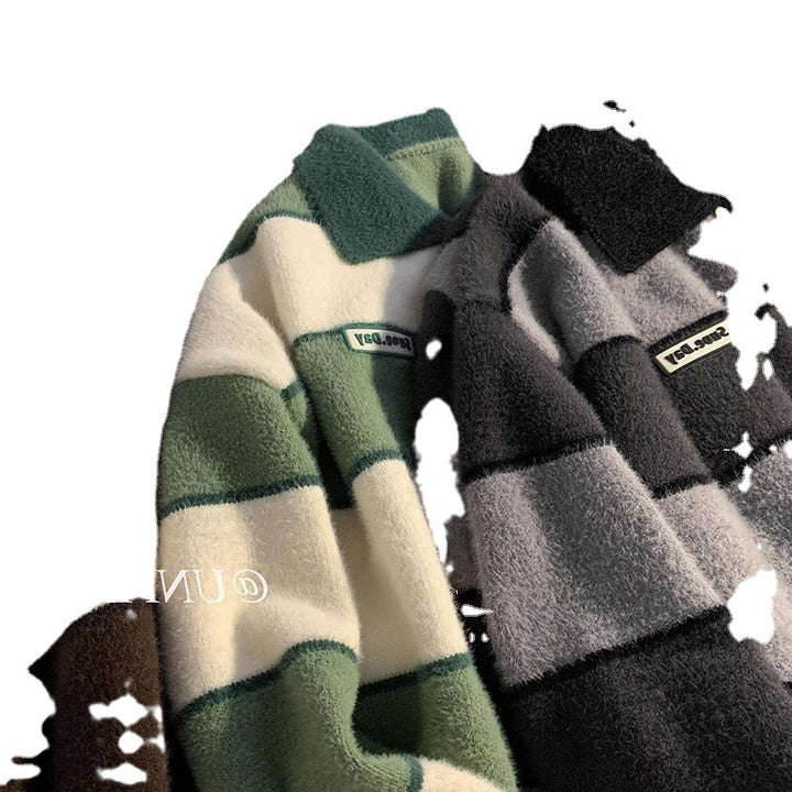 Damen kuscheliger Strickpullover mit klassischem Polokragen Drune