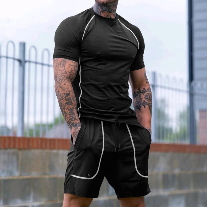 Herren Sportliches Kurzarm-Set aus atmungsaktivem Funktionsmaterial mit elastischem Bund Drune
