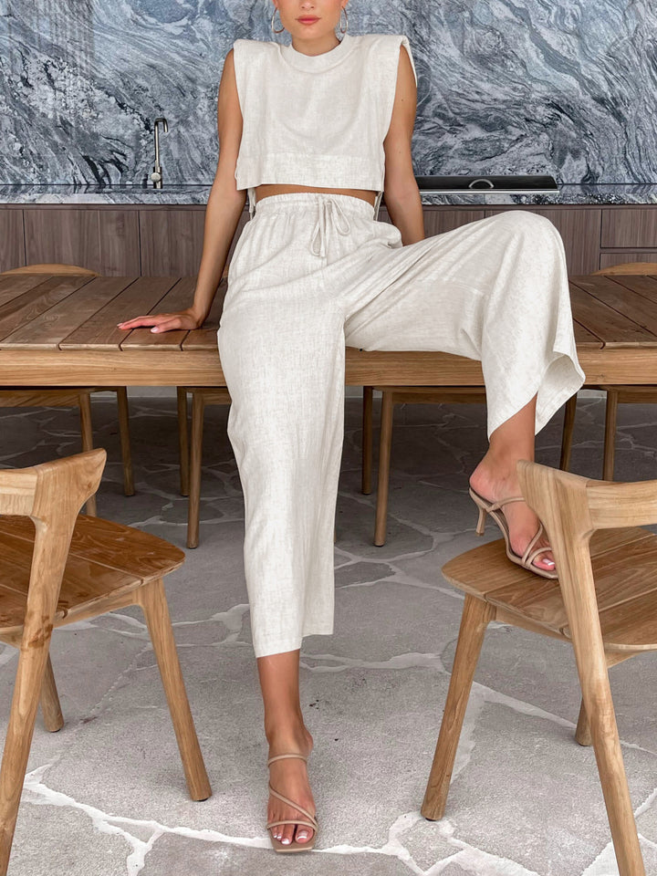 Damen Hochmodisches Two-Piece Set mit breiten Ärmeln und elastischem Bund Drune