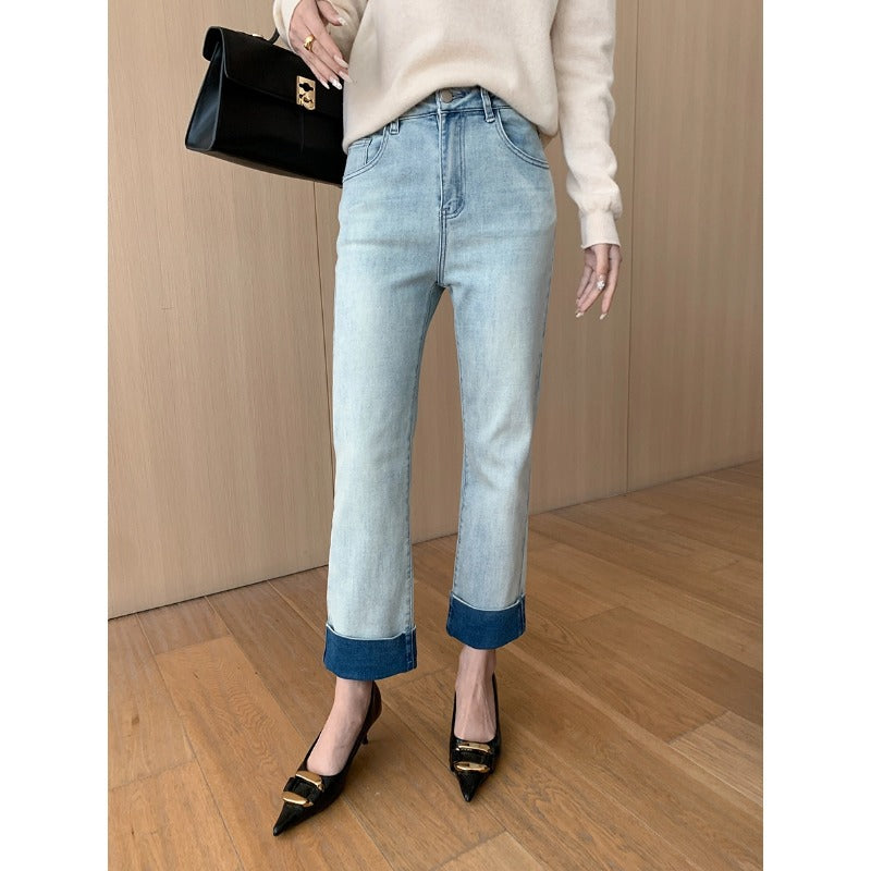 Damen High-Waist Jeans mit umgeschlagenem Saum und modischem Vintage-Look Drune