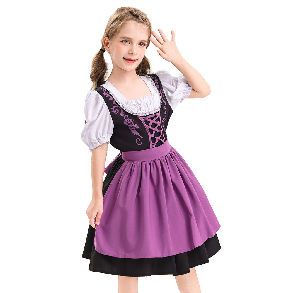 Damen nan traditionelles Kinderdirndl mit geschnürtem Mieder und zweilagiger Schürze Drune
