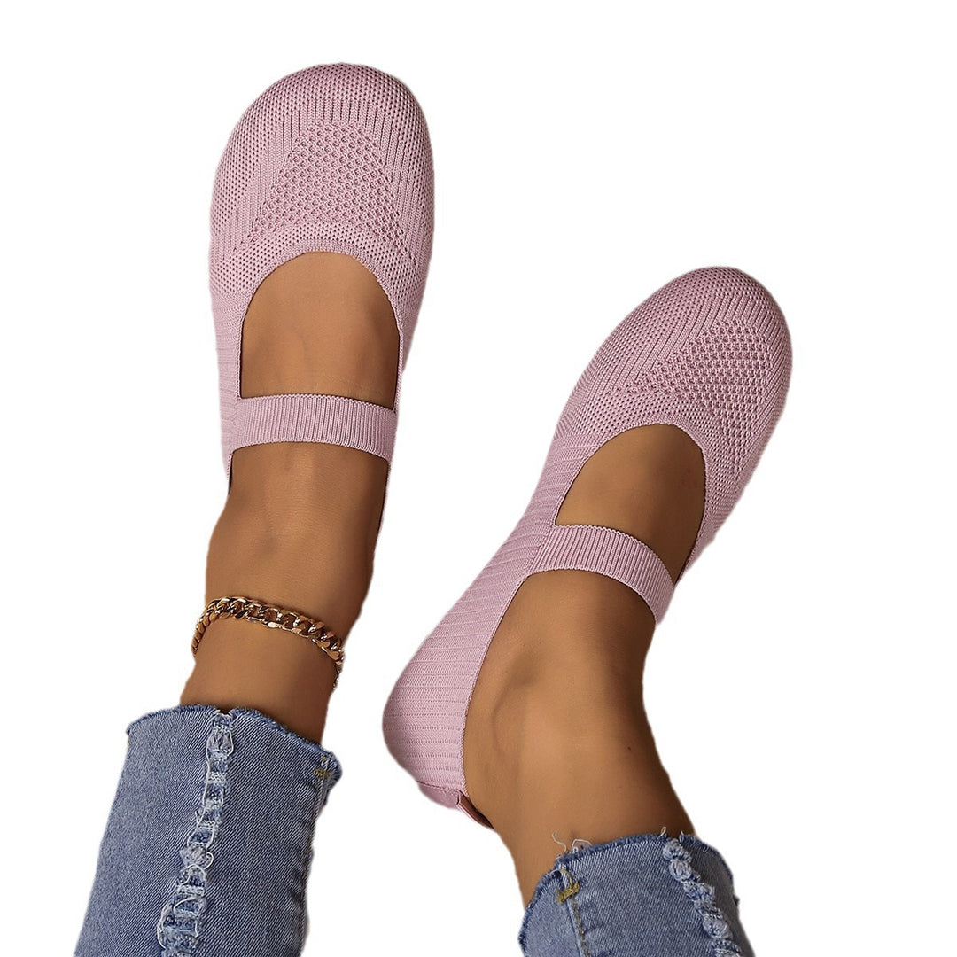 Damen Komfortable Ballerinas mit elastischem Riemendesign und atmungsaktivem Obermaterial Drune