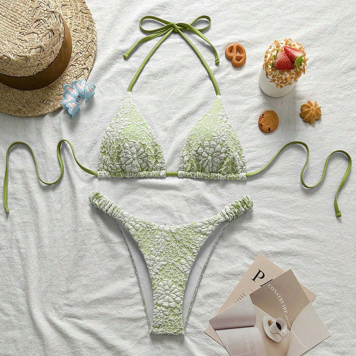 Damen Blumendekorierter Triangel-Bikini Drune