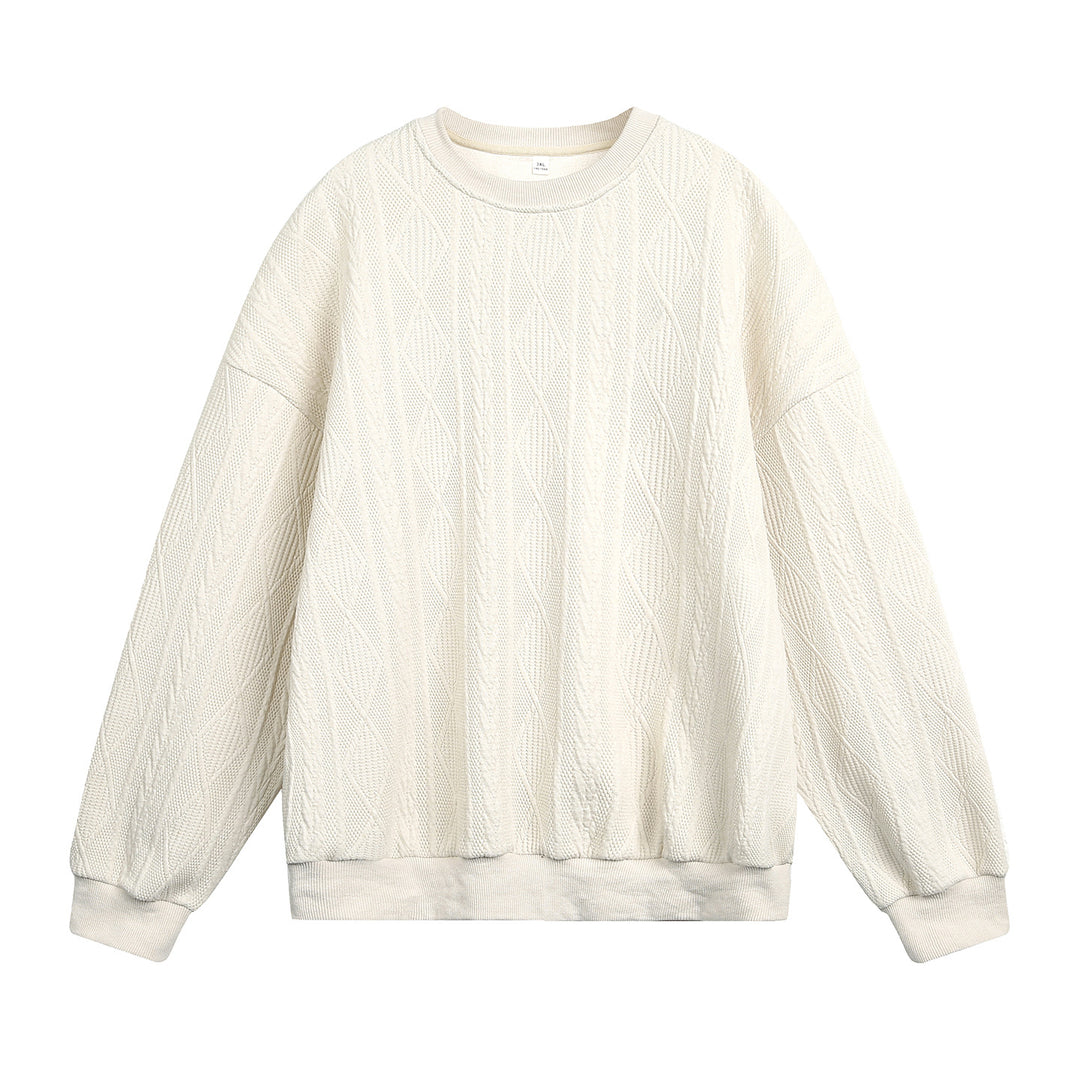 Unisex Oversize Kabelstrick-Sweatshirt mit feiner Zopfmusterstruktur Drune