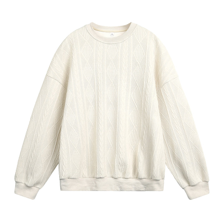 Unisex Oversize Kabelstrick-Sweatshirt mit feiner Zopfmusterstruktur Drune