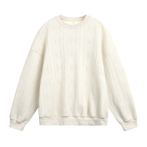Unisex Oversize Kabelstrick-Sweatshirt mit feiner Zopfmusterstruktur Drune