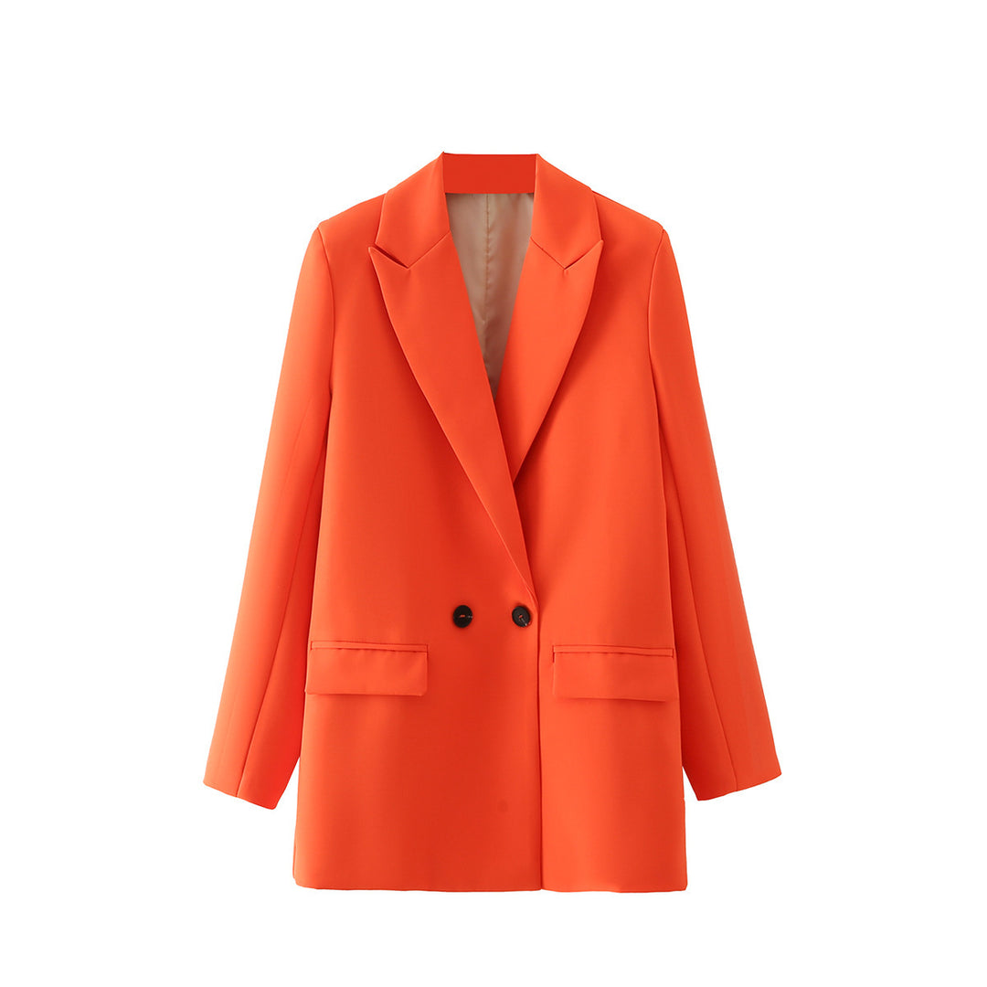 Damen Oversize Doppelreihiger Blazer mit fallendem Revers und weicher Innenfütterung Drune