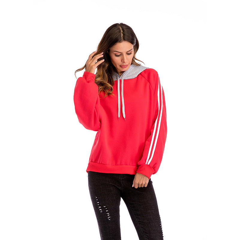 Damen modischer Kapuzenpullover mit kontrastierenden Ärmeln und lässigem Schnitt Drune