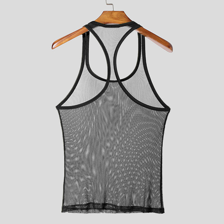 Unisex nan atmungsaktives Netz-Top mit sportlicher Rückenpartie und elastischer Saumkante Drune