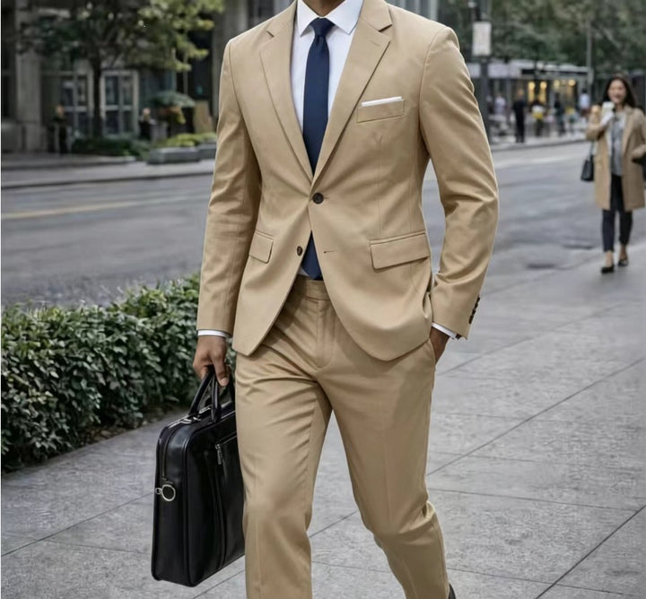 Herren Zweiteiliger Slim-Fit Businessanzug mit tailliertem Revers und schlanker Anzughose Drune