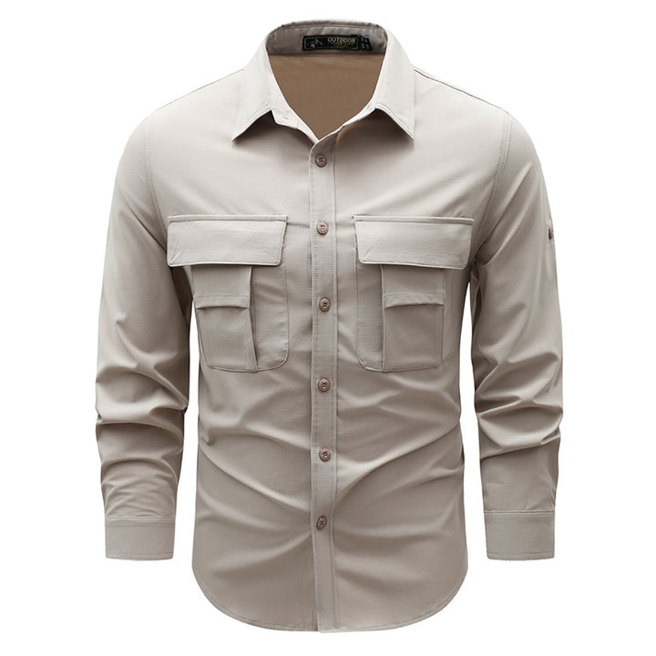 Herren nan robustes Outdoor-Utility-Hemd mit verschließbaren Brustklappen und Ripstopgewebe Drune