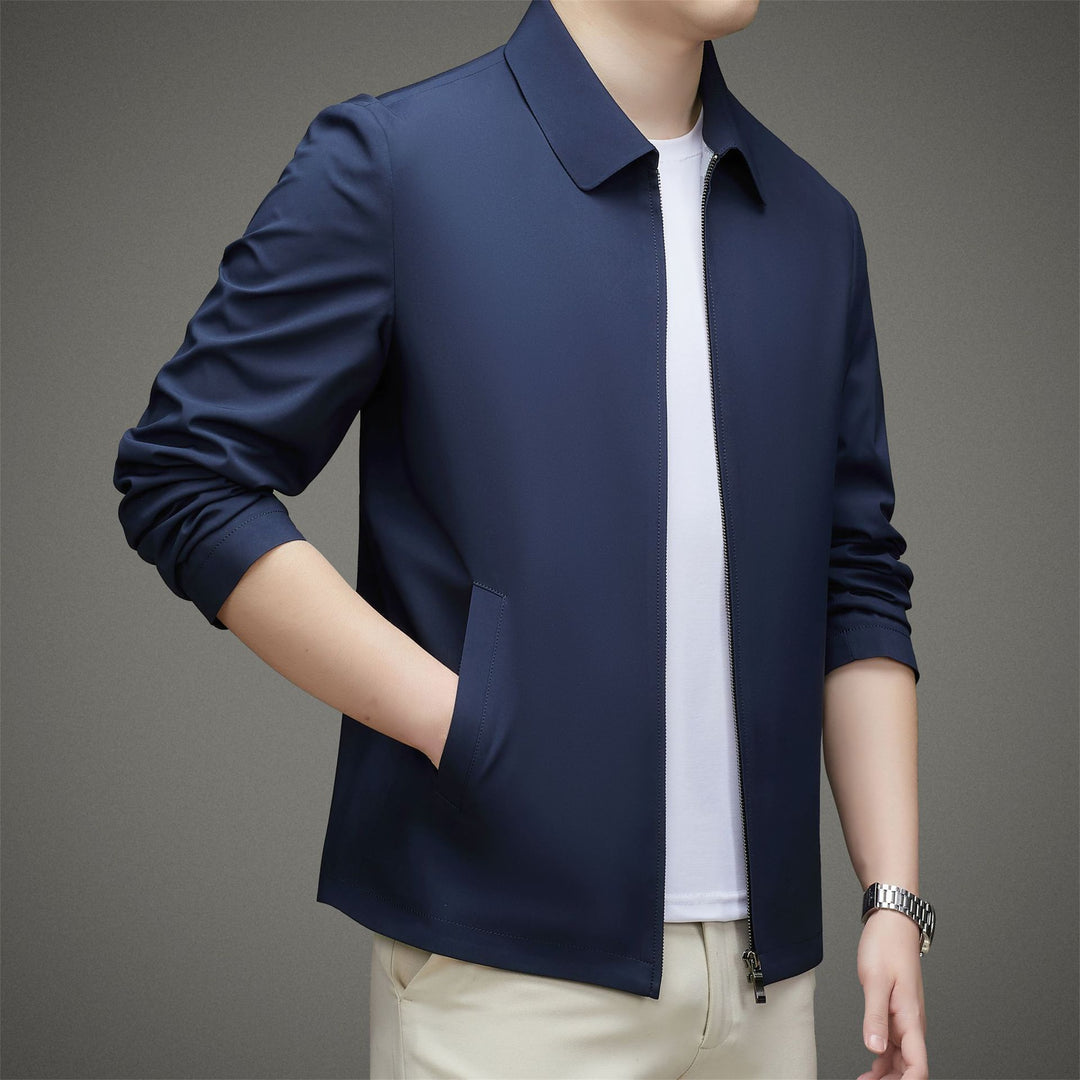 Herren leichte Sportjacke mit elegantem Stehkragen und praktischen Taschen Drune