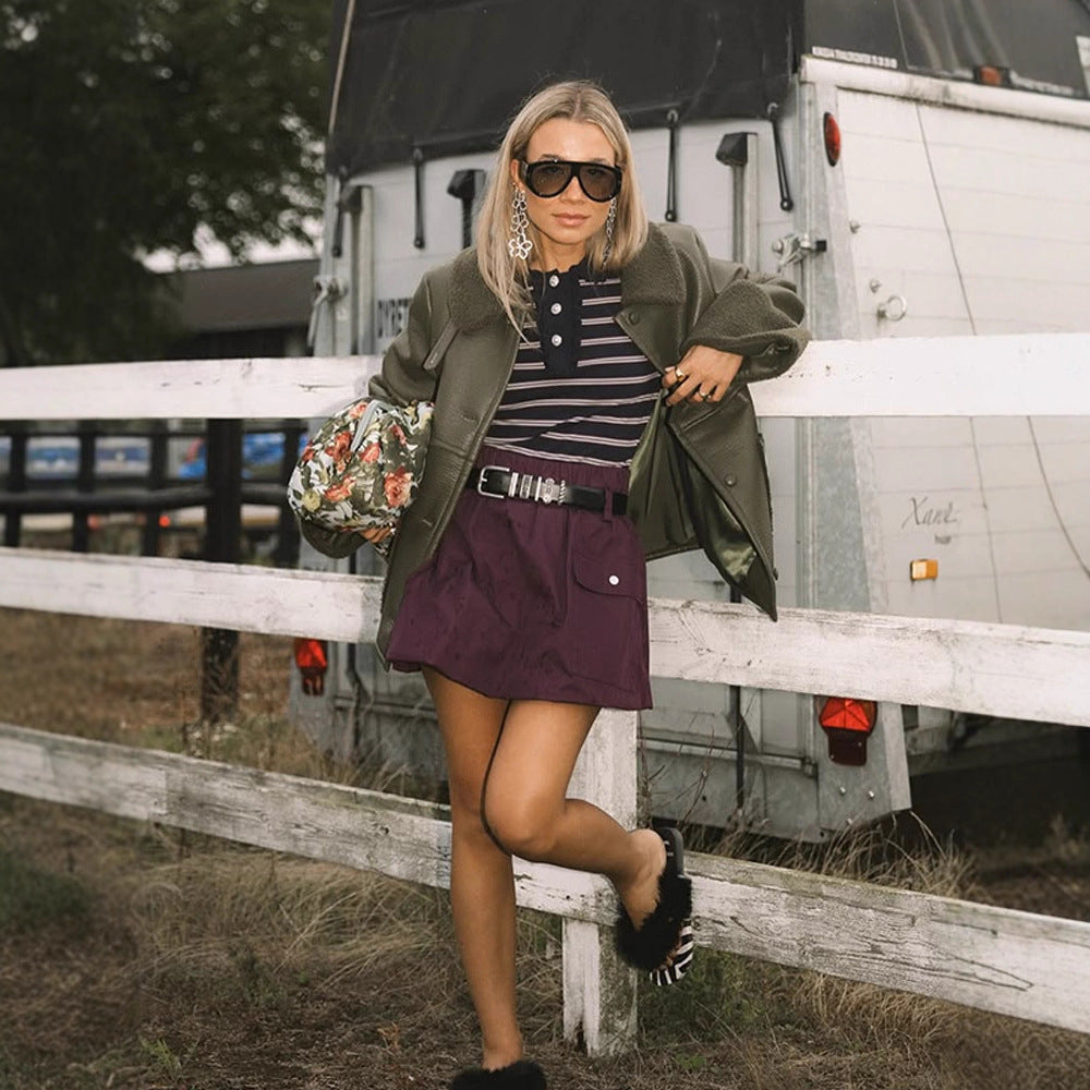 Damen Kurze Fliegerjacke im Aviator‑Stil mit Teddybesatz und kastiger Silhouette Drune