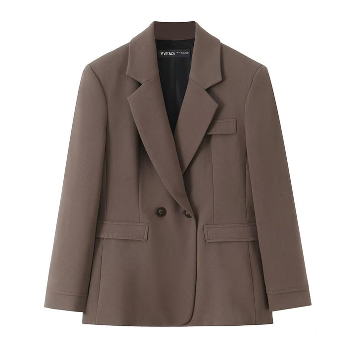 Damen Tailliertes zweiteiliges Blazer- und Bundfaltenhose-Set Drune