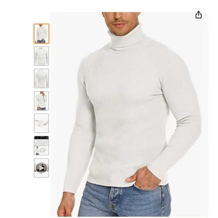 Herren Stehkragen Pullover aus ribbeltem Strick Drune