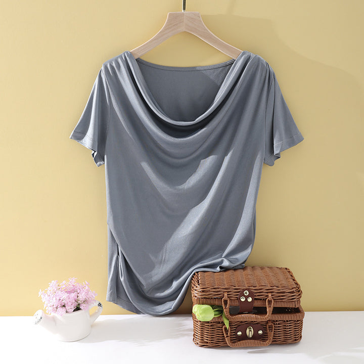 Damen Oversize-Drapé-Shirt mit Wasserfallkragen & leichtem Jerseyfall Drune