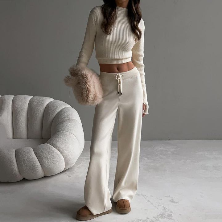 Damen elegantes und komfortables Strick-Loungewear-Set Drune