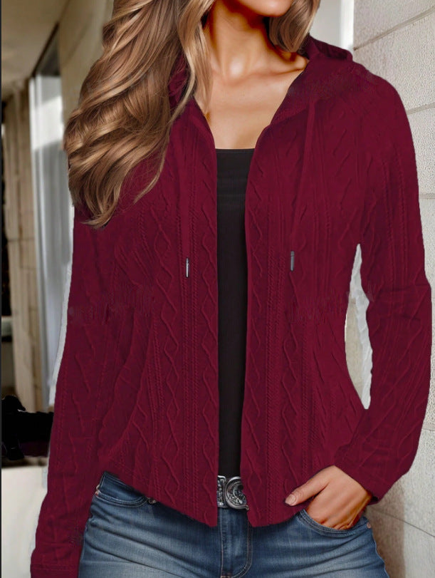 Damen leichte Kapuzenjacke im Strickdesign Drune