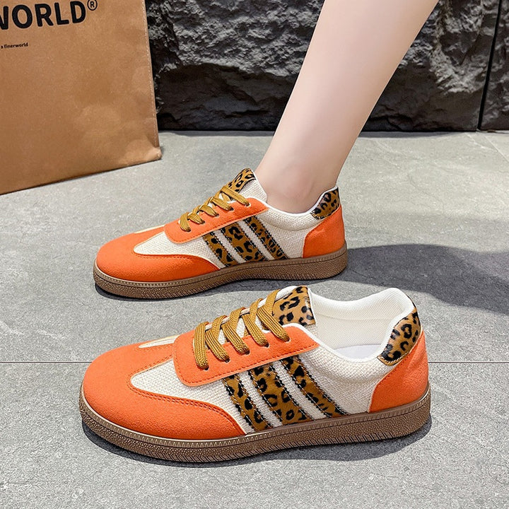 Damen Low-Top Sneaker mit Leoparden-Detail, Velours- und Textilmix Drune