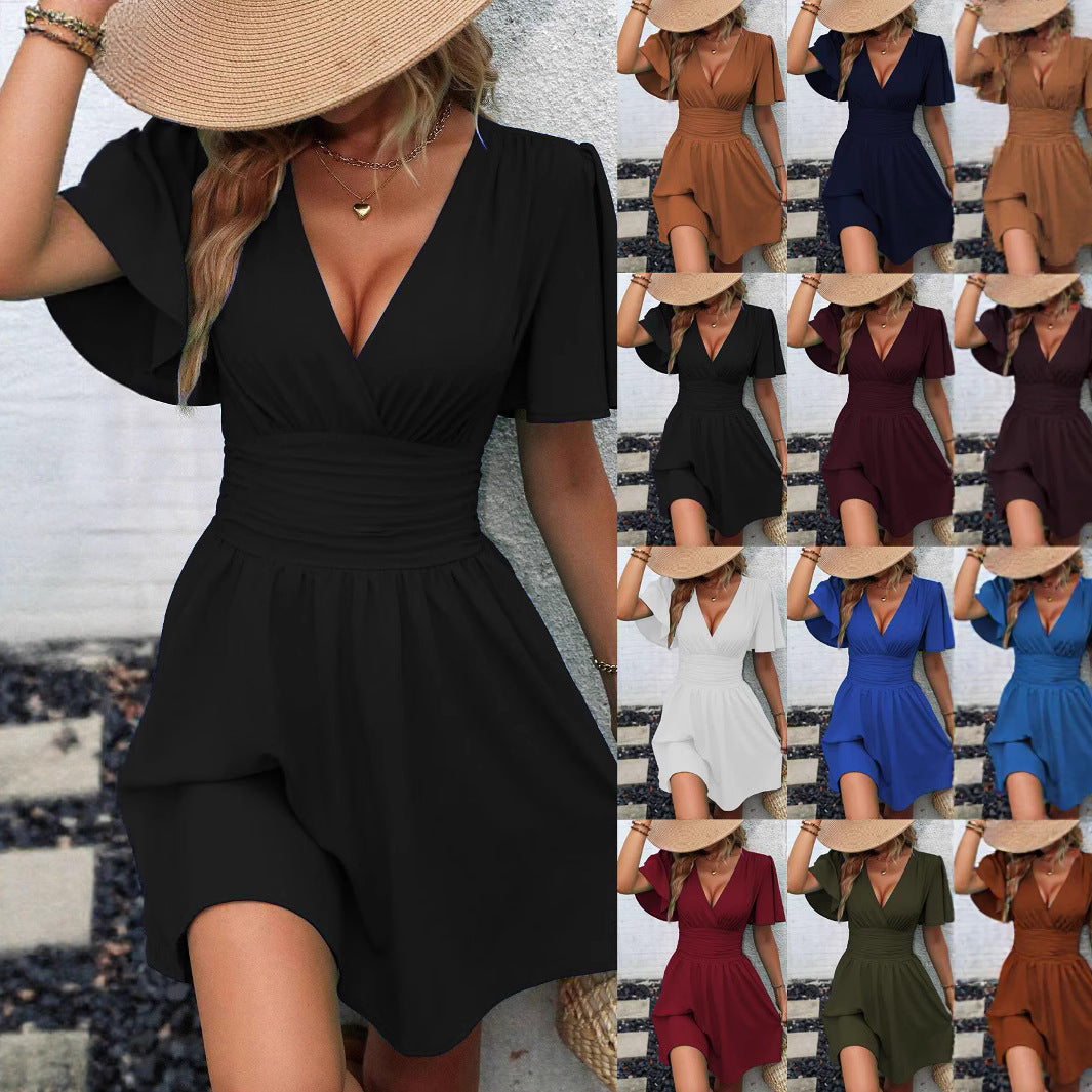 Damen Wickelkleid mit eleganten Flügelärmeln Drune