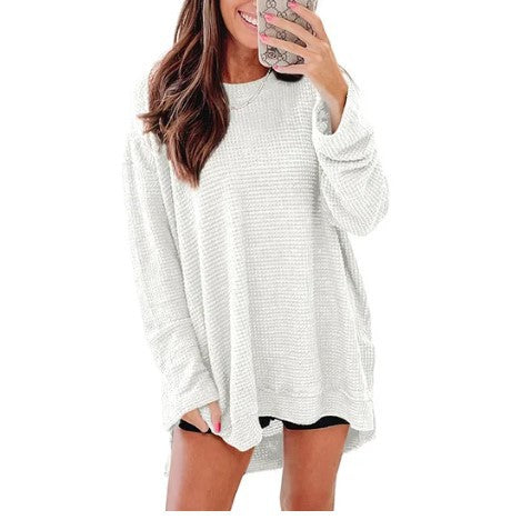 Damen Bequem Überdimensionierter Texturierter Pullover Sweater Drune