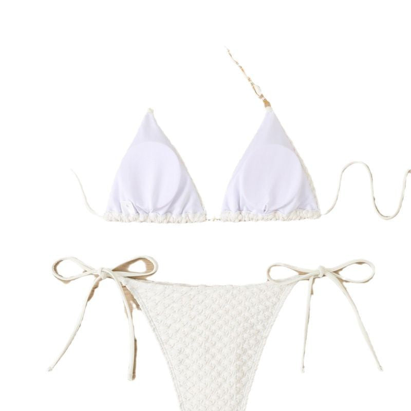 Damen Triangel-Bikini mit strukturierten Details und verspielter Verzierungen Drune