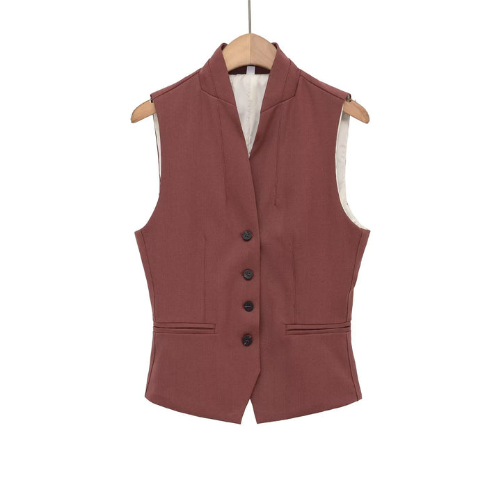Damen elegante Weste mit schmalem Kragen Drune