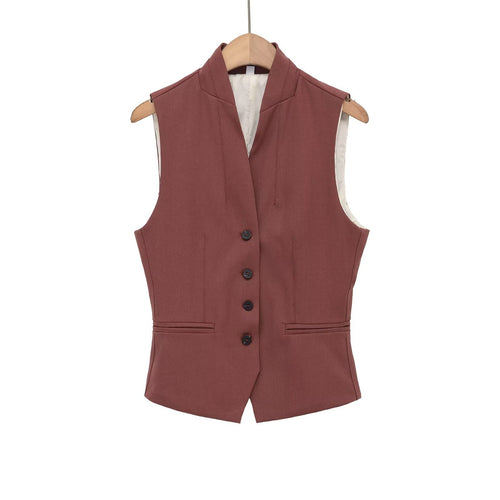 Damen elegante Weste mit schmalem Kragen Drune