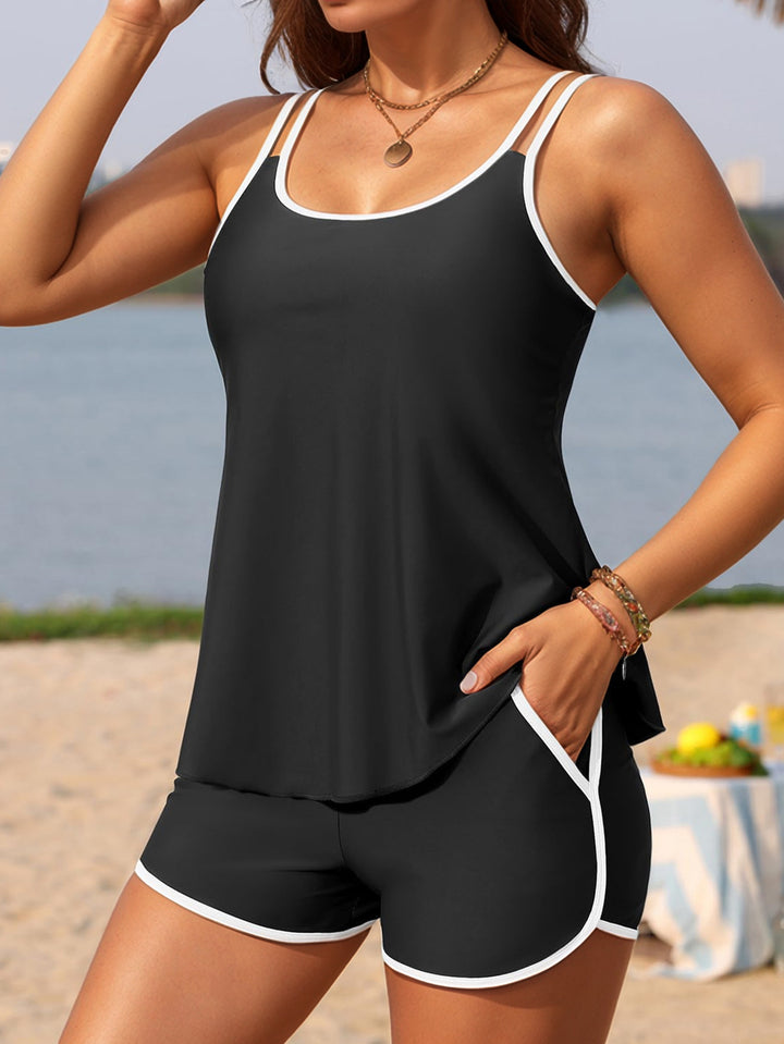 Damen Sportliches Tankini-Set mit weichen Trägern und modischen Shorts Drune