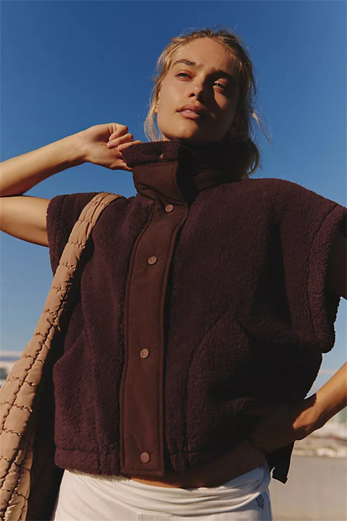 Damen gemütliche und stylische Fleecejacke mit seitlichen Kordelzügen Drune