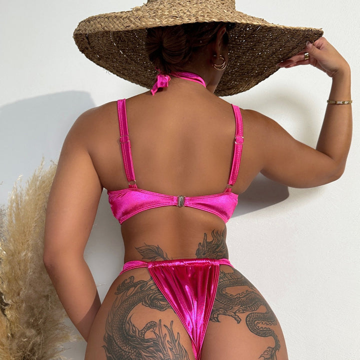 Damen Premium Bikini-Set mit floralem Oberteil und hohem Beinausschnitt Drune