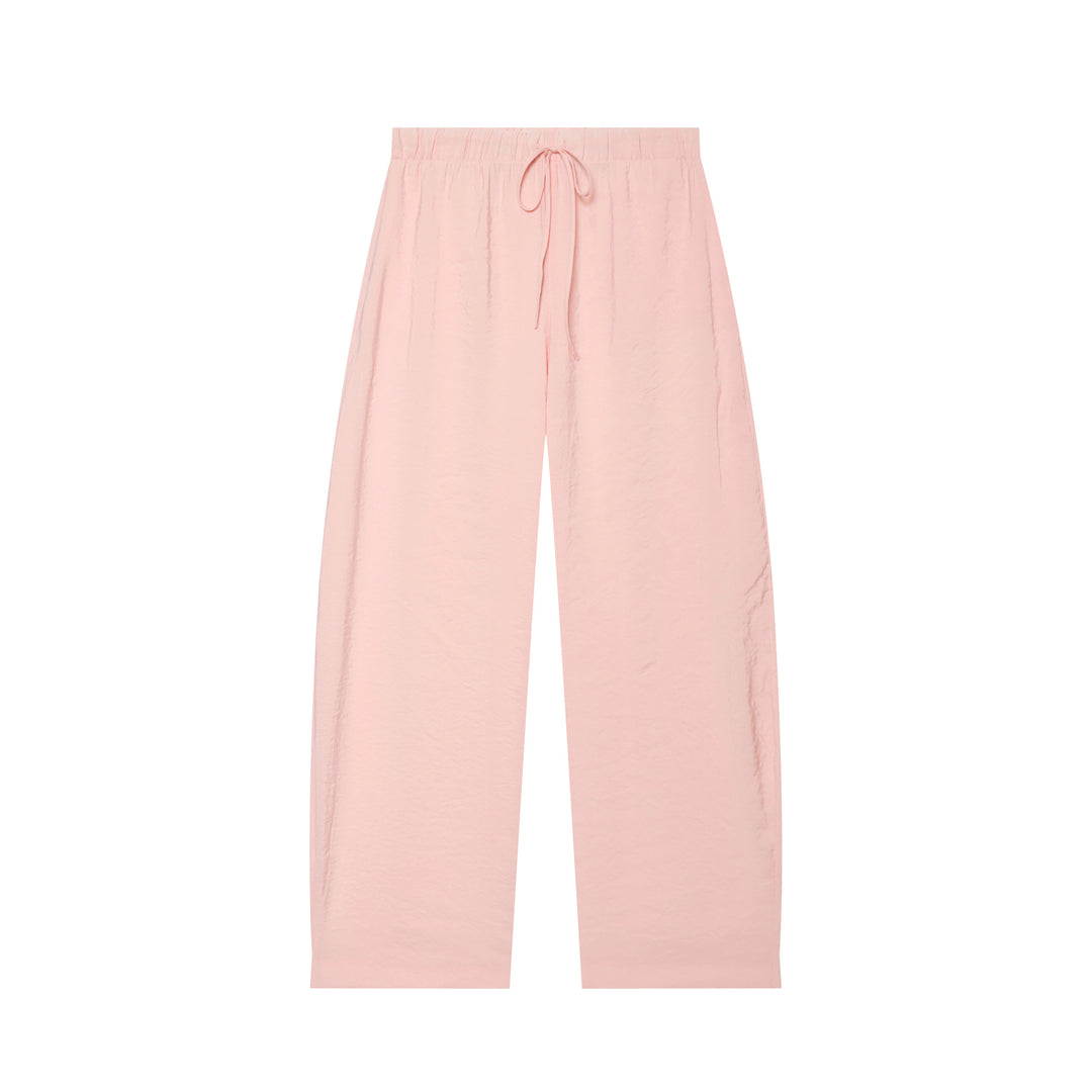 Damen nan weite Leinenlook-Loungebuxe mit elastischem Bund und Kordelzug Drune