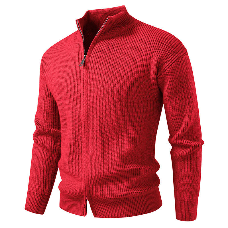 Herren Strickjacke mit hohem Kragen und innovativem Reißverschluss Drune