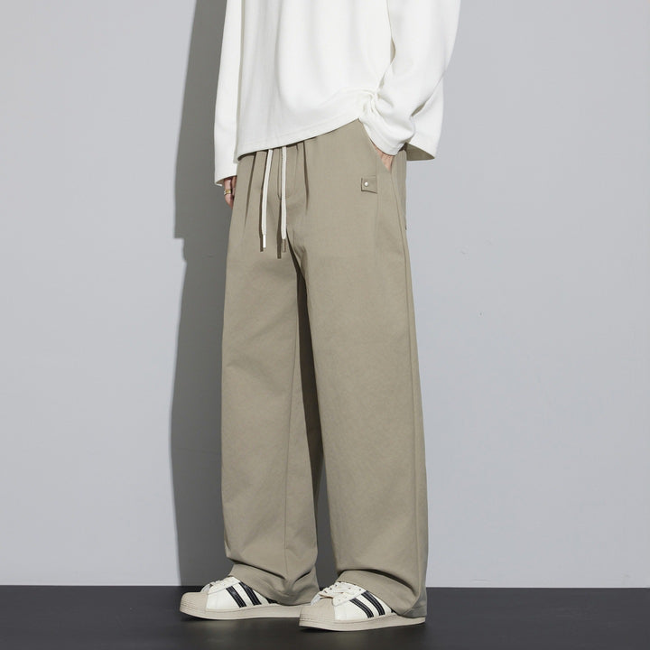 Herren Weite Relaxed‑Fit Stoffhose mit Tunnelzug & Bügelfalte Drune