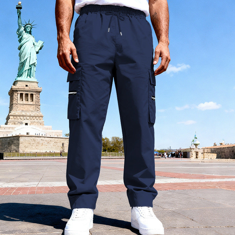 Herren Cargo-Freizeithose mit elastischem Bund, Tunnelzug & Zip-Taschen Drune