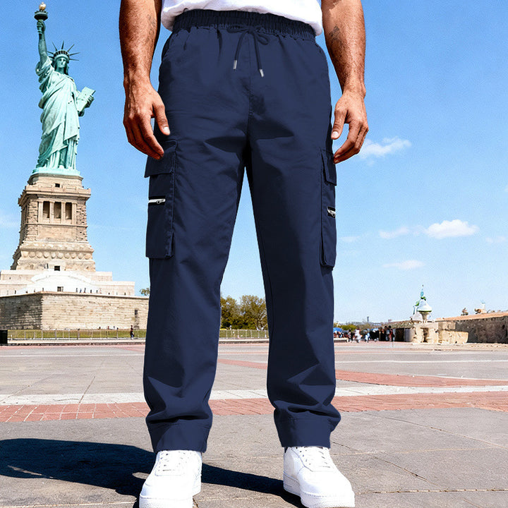 Herren Cargo-Freizeithose mit elastischem Bund, Tunnelzug & Zip-Taschen Drune